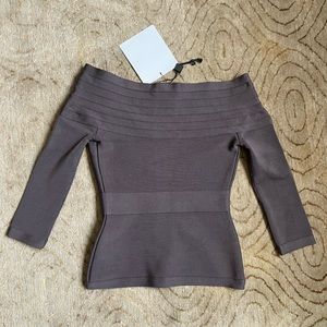 Herve leger xxs charcoal gray gorgeous figure fitting glamorous top.